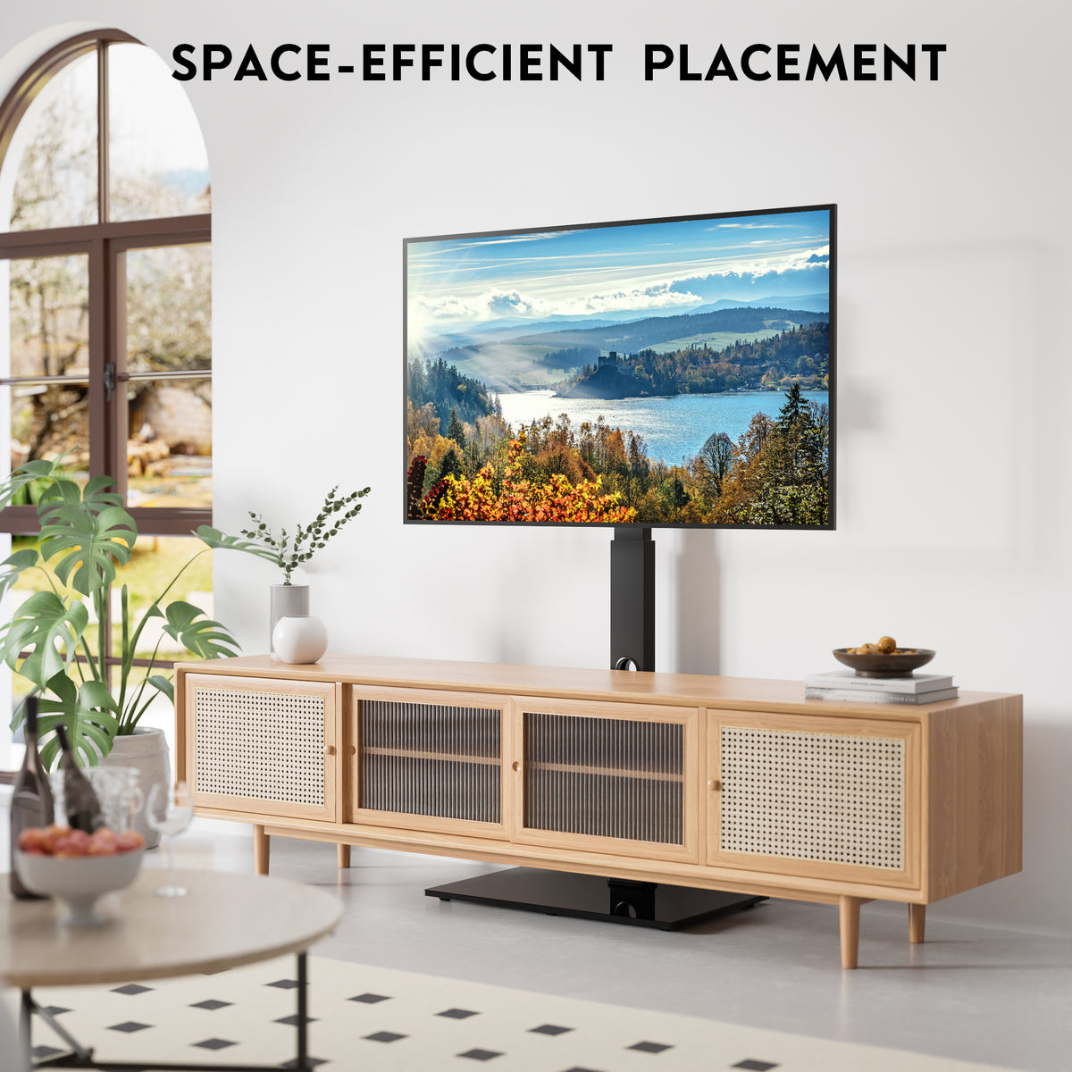 BONTEC TV-Bodenständer für 30-70 Zoll LED LCD OLED Flachbildschirme und Curved TVs, höhenverstellbarer schwenkbarer Standfuß, universal freistehender TV-Ständer bis 40 kg, max. VESA 600x400mm