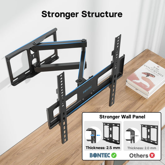 BONTEC TV-Wandhalterung für 26-60 Zoll, mit Schwenk-, Neige- und Ausziehfunktion von 80 bis 500 mm. Bewegliche TV-Wandhalterung mit einer Tragfähigkeit von 40 kg, Max. VESA 400x400, perfekt für die Eckmontage
