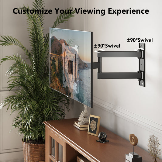 BONTEC TV Wandhalterung für die meisten 13-43 Zoll LED/LCD/OLED Flachbildfernseher/Monitore, schwenkbar neigbar, ausziehbare und einziehbare TV-Wandhalterung mit Gelenkarmen bis zu 35 kg, Max. VESA 200 x 200 mm