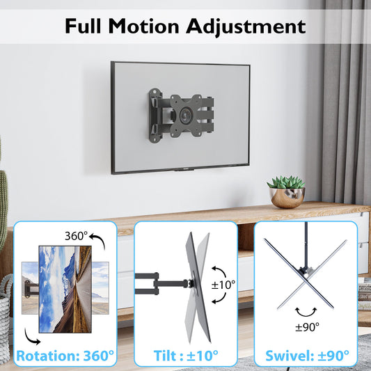 BONTEC Vollbewegliche Gelenk-TV-Wandhalterung für 13''-30'' LCD-LED-Fernseher, neigbar, schwenkbar, ausziehbar, rotierbar, VESA 75x75mm/100x100mm, hält bis zu 15kg