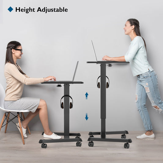 BONTEC 65 × 45 cm Mobiler Stehschreibtisch mit 4 Lenkrollen