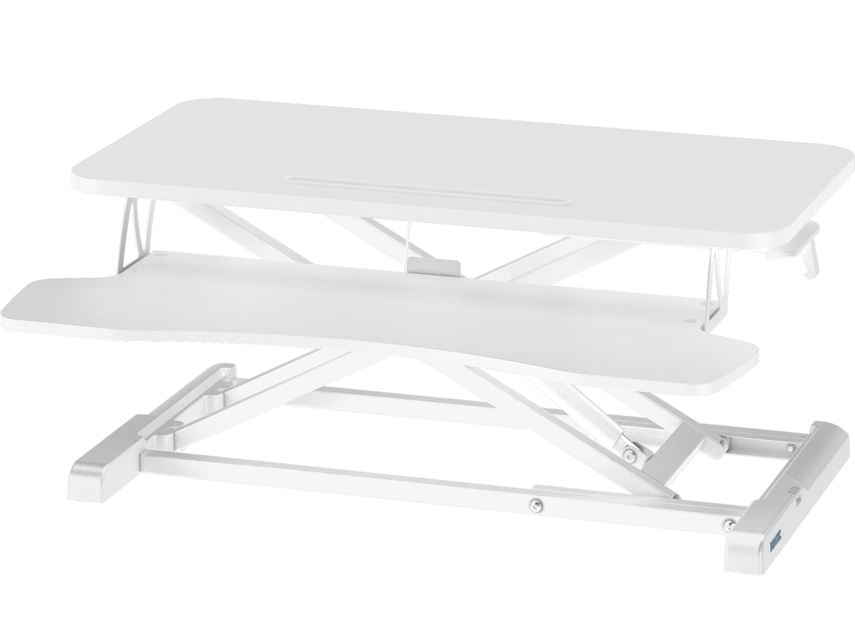 BONTEC Stehschreibtischaufsatz, 80 cm höhenverstellbare zweistufige Workstation, ergonomischer Sitz-Steh-Schreibtischaufsatz für PC, Laptop, Tastatur, kompatibel mit Monitorständern, bis zu 15 kg, Home Office