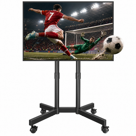 BONTEC Rollbarer TV-Ständer für 32-75 Zoll Fernseher, Mobiler TV-Wagen mit feststellbaren Rollen, Höhenverstellbar, Max. VESA 400x400mm, Tragbarer TV-Ständer auf Rollen mit Kabelmanagement, TV-Bodenständer, Schwarz