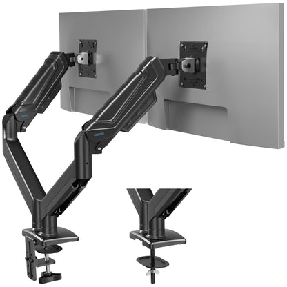 BONTEC Dual-Monitorhalterung für 24-34 Zoll Bildschirme, verstellbarer Gasfeder-Monitorarm Schreibtischhalterung, volle Bewegungsfreiheit, VESA 75x75 100x100, C-Klemme, ergonomisch für Büro oder Gaming, Kabelmanagement