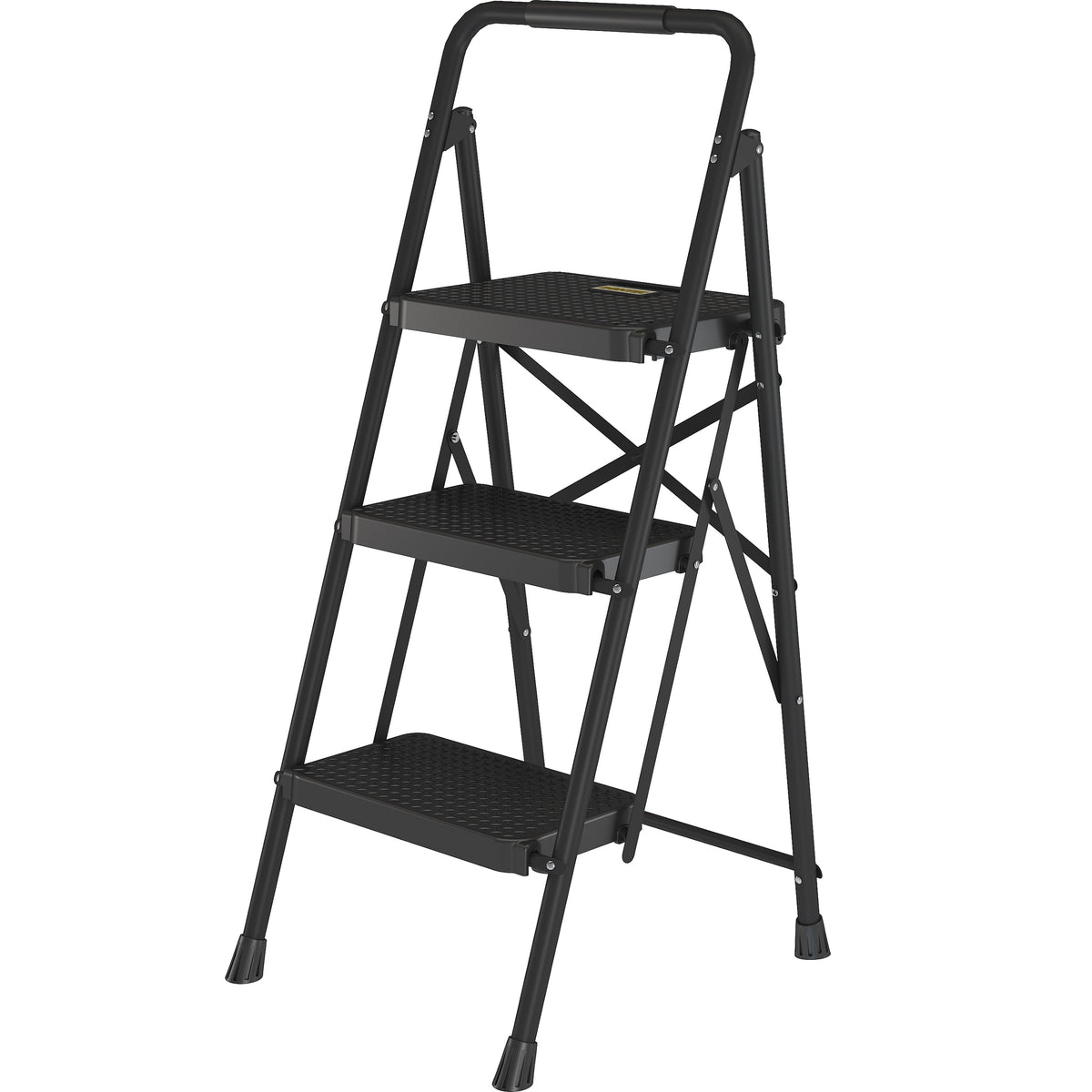 BONTEC 3-Stufen-Leiter, 272 kg Tragkraft mit breiten Anti-Rutsch-Pedalen, klappbarer Stahl-Tritthocker, Schwammgriff, leichte, tragbare Leiter geeignet für Zuhause, Küche, Speisekammer, Innen- und Außenbereich, Schwarz