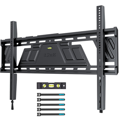 BONTEC feste TV-Wandhalterung für 43 bis 100 Zoll Flach- und Curved-Fernseher, ultraschlank 23 mm flaches Profil, hohe Belastbarkeit 100 kg, maximale VESA 800x600mm, einteilige Platte, sauberes, bündiges Design