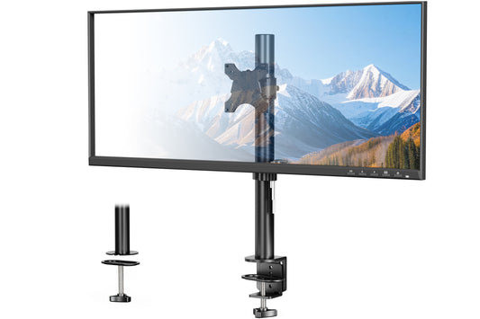 BONTEC Einzelmonitor-Schreibtischhalterung für 13-34 Zoll Bildschirme, Tragkraft bis 10kg, mit voller Beweglichkeit, zwei Installationsoptionen und integriertem Kabelmanagement