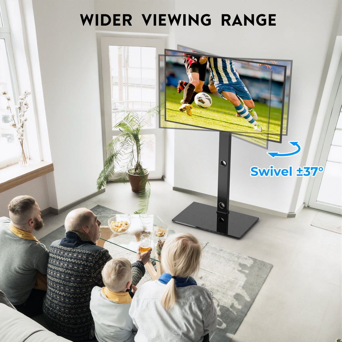 BONTEC TV-Bodenständer für 30-70 Zoll LED LCD OLED Flachbildschirme und Curved TVs, höhenverstellbarer schwenkbarer Standfuß, universal freistehender TV-Ständer bis 40 kg, max. VESA 600x400mm
