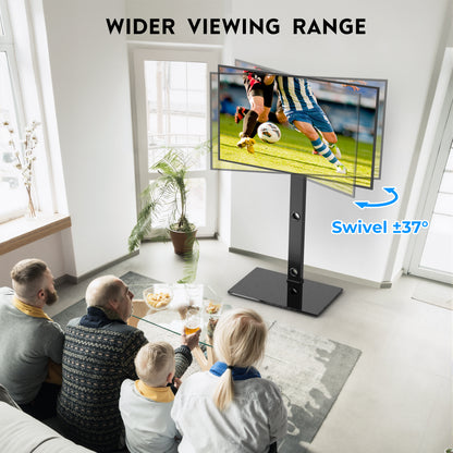 BONTEC TV-Bodenständer für 30-70 Zoll LED LCD OLED Flachbildschirme und Curved TVs, höhenverstellbarer schwenkbarer Standfuß, universal freistehender TV-Ständer bis 40 kg, max. VESA 600x400mm