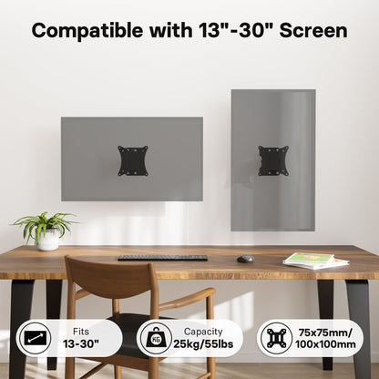 BONTEC TV-Wandhalterung für die meisten 13-30 Zoll LCD-LED-Bildschirme, voll bewegliche Monitor-Wandhalterung mit VESA 75/100 mm