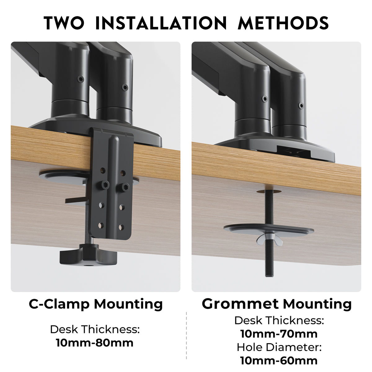 BONTEC Dual-Monitorhalterung für 24-34 Zoll Bildschirme, verstellbarer Gasfeder-Monitorarm Schreibtischhalterung, volle Bewegungsfreiheit, VESA 75x75 100x100, C-Klemme, ergonomisch für Büro oder Gaming, Kabelmanagement