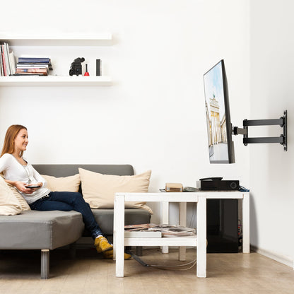 BONTEC TV-Wandhalterung für die meisten 13-42 Zoll Flach- und Curved-Fernseher bis 25kg, voll bewegliche TV-Halterung mit Neige-, Schwenk- und 360°-Drehfunktion, Max. VESA 200x200mm