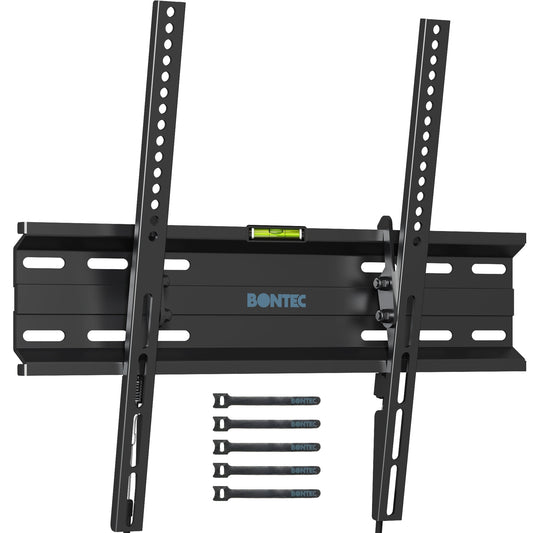 BONTEC Ultraschlanke TV-Wandhalterung, neigbare TV-Halterung für 23-60 Zoll Flach- und Curved-TVs, Wandabstand nur 30 mm, universelle TV-Halterung für 45 kg, max. VESA 400x400 mm, sichere Verriegelung