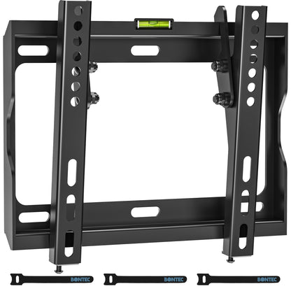 BONTEC Flache TV Wandhalterung für die meisten 17-45 Zoll LED/LCD/OLED Plasma Flachbildfernseher, Ultraschlanke neigbare Wandhalterung bis 30kg, Max VESA 200x200mm, Wasserwaage und Kabelbinder inklusive