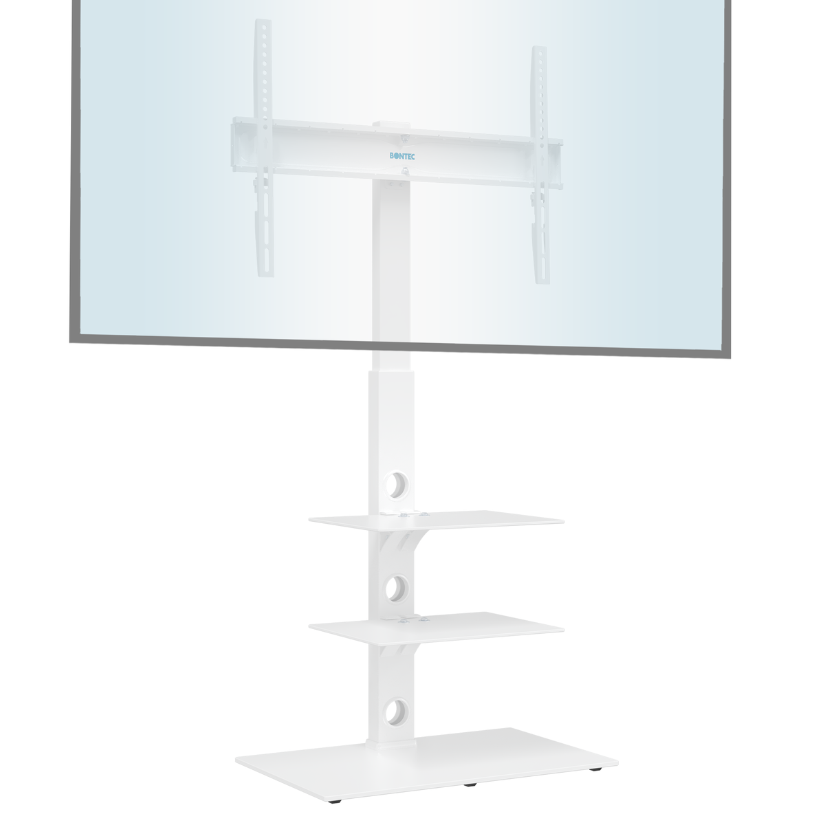 BONTEC Universal Boden-TV-Ständer für 30-70 Zoll LED OLED LCD Plasma Flach- und Curved-Bildschirme, höhenverstellbarer hoher TV-Ständer mit 3-lagigen gehärteten Glasablagen bis zu 40 kg, maximale VESA 600x400mm