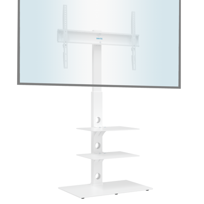 BONTEC Universal Boden-TV-Ständer für 30-70 Zoll LED OLED LCD Plasma Flach- und Curved-Bildschirme, höhenverstellbarer hoher TV-Ständer mit 3-lagigen gehärteten Glasablagen bis zu 40 kg, maximale VESA 600x400mm