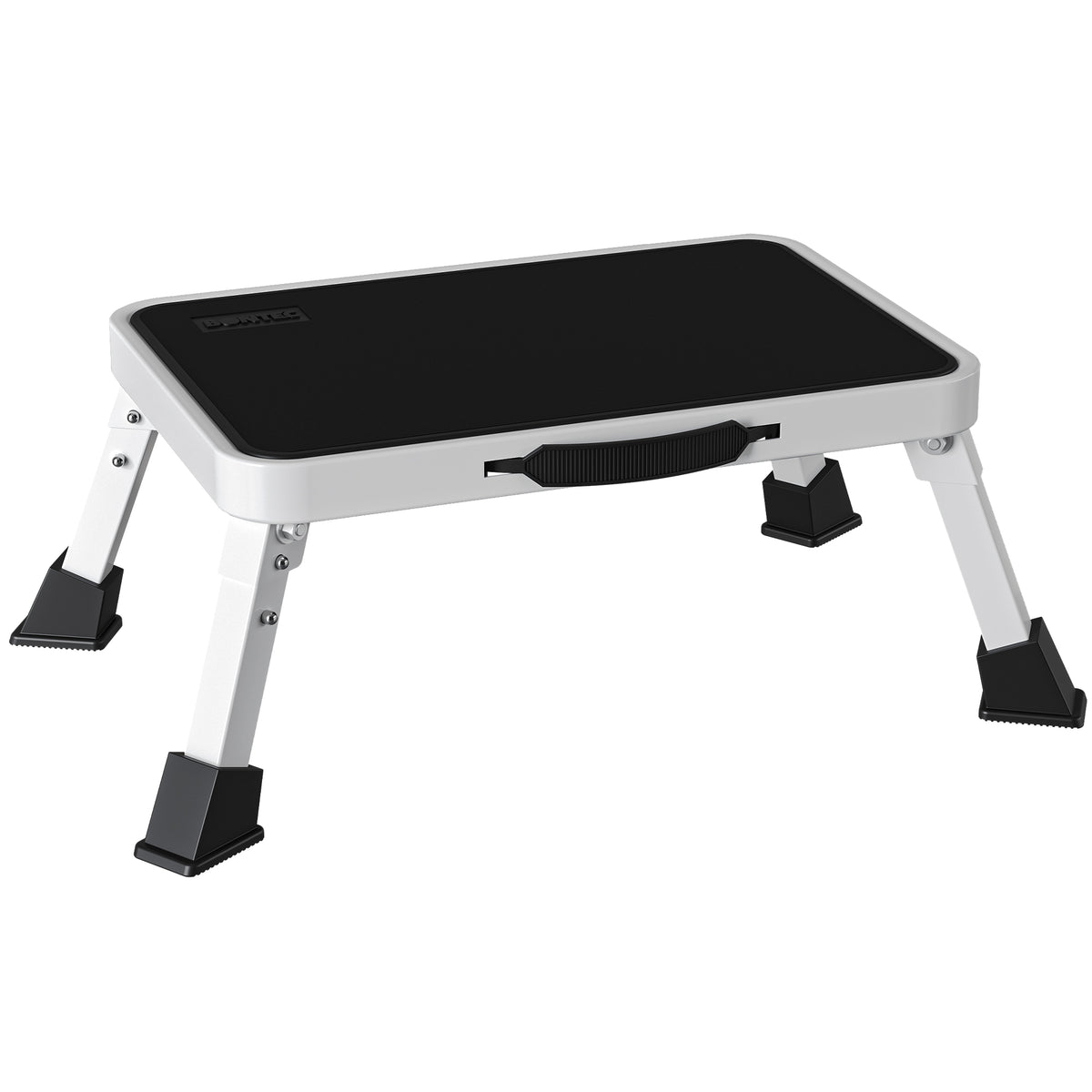 BONTEC Klapptritt, Metall-Trittleiter bis 150kg, rutschfeste Plattform für Erwachsene & Kinder, leicht & faltbar, tragbarer Tritt für Küche, Bad, Wohnmobil, Camping, Büro, Wohnzimmer, Weiß