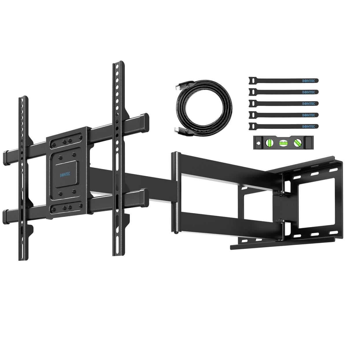 BONTEC TV-Wandhalterung, universal für 32-70 Zoll Fernseher, extra langer Schwenkarm 850mm, neigbar, schwenkbar, drehbar, volle Bewegungsfreiheit, VESA max. 400x400mm, 60kg Tragkraft