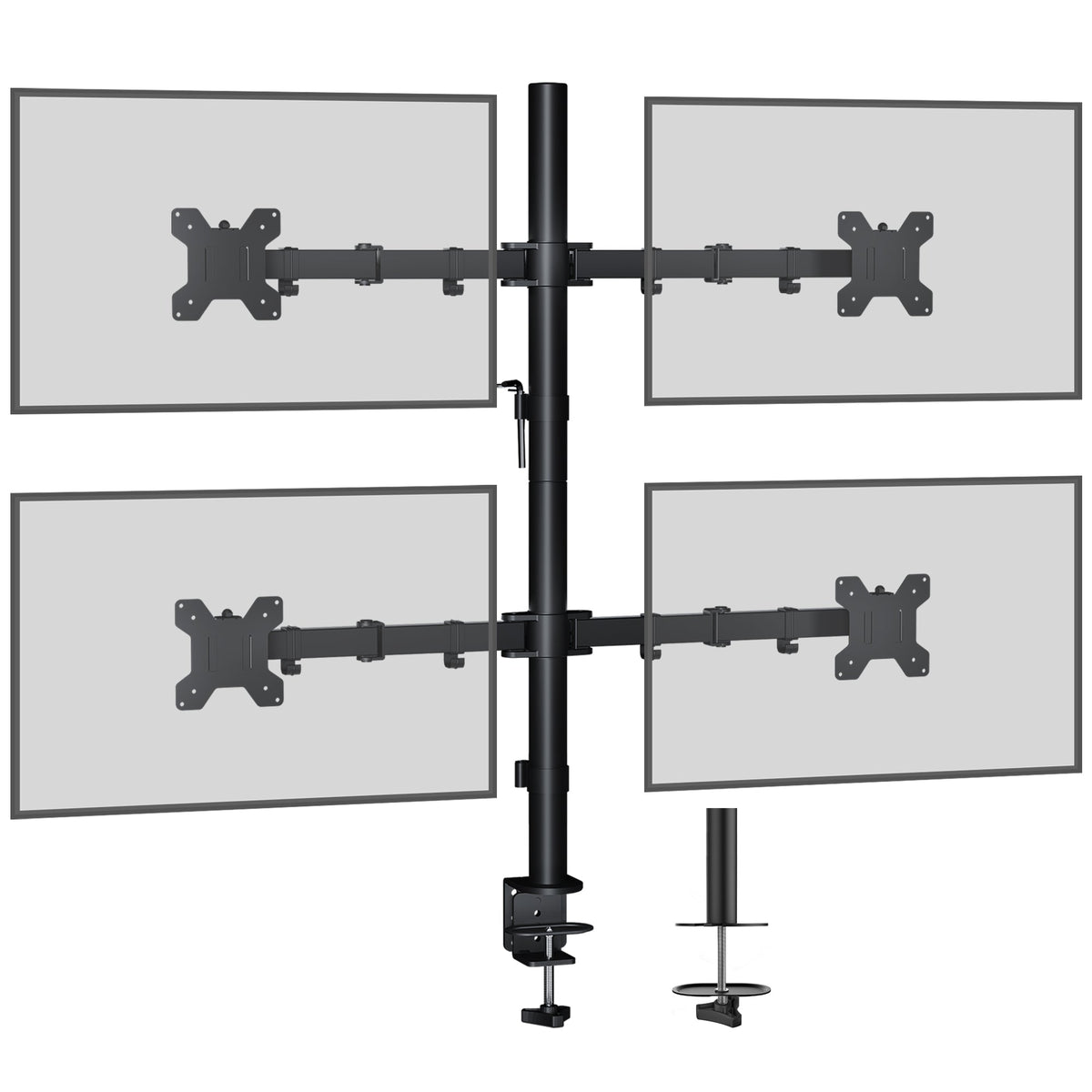 BONTEC Quad Vierfach-Schreibtischhalterung Ergonomischer LCD-Computermonitorhalter Neigung Schwenkbar Drehbar 13"-27" Bildschirm TV