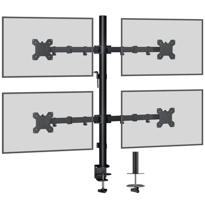 BONTEC Quad Vierfach-Schreibtischhalterung Ergonomischer LCD-Computermonitorhalter Neigung Schwenkbar Drehbar 13"-27" Bildschirm TV
