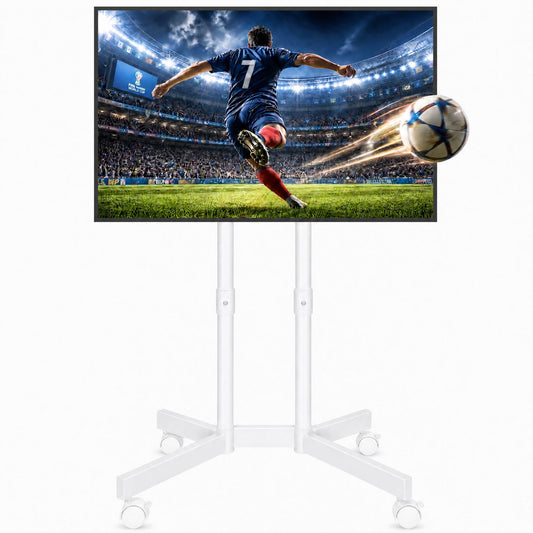 BONTEC Rollbarer TV-Ständer für 32-75 Zoll Fernseher, Mobiler TV-Wagen mit feststellbaren Rollen, Höhenverstellbar, Max. VESA 400x400mm, Tragbarer TV-Ständer auf Rollen mit Kabelmanagement, TV-Bodenständer, Schwarz
