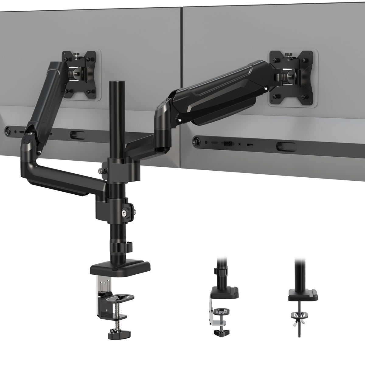 BONTEC Dual Monitor Tischhalterung für 32-Zoll-Bildschirme, ergonomischer Gasfederarm mit Kabelmanagement, neigbar, schwenkbar, drehbar, VESA 75/100 mm