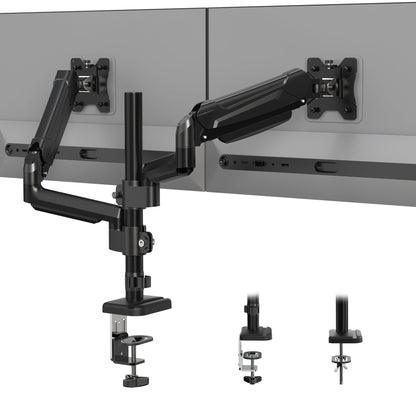 BONTEC Dual Monitor Tischhalterung für 32-Zoll-Bildschirme, ergonomischer Gasfederarm mit Kabelmanagement, neigbar, schwenkbar, drehbar, VESA 75/100 mm