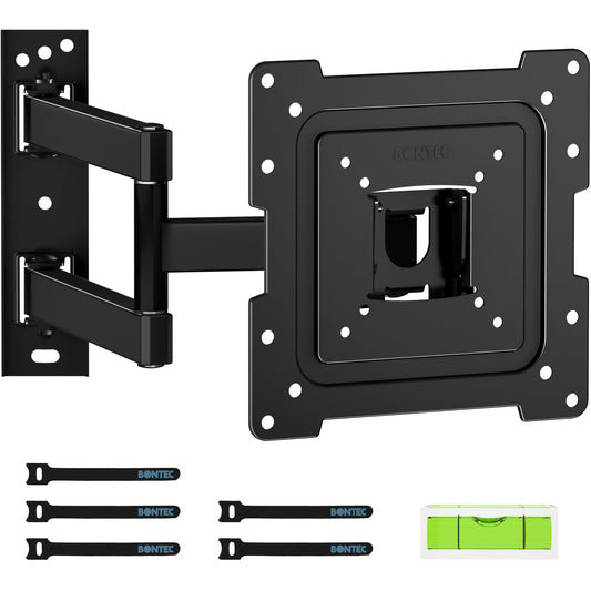 BONTEC TV Wandhalterung für die meisten 13-43 Zoll LED/LCD/OLED Flachbildfernseher/Monitore, schwenkbar neigbar, ausziehbare und einziehbare TV-Wandhalterung mit Gelenkarmen bis zu 35 kg, Max. VESA 200 x 200 mm