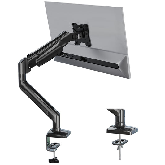 BONTEC Einzelarm-Monitor-Schreibtischhalterung für 13-32 Zoll Bildschirm, Neigen, Schwenken, Drehen, Ergonomischer Gasfeder-Monitorständer mit Kabelmanagement, VESA 75/100mm
