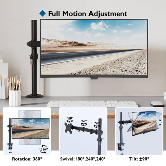 BONTEC Einzelmonitorarm-Tischhalterung für 13-32 Zoll LCD-LED-Bildschirme