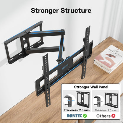 BONTEC TV-Wandhalterung für 26-60 Zoll, mit Schwenk-, Neige- und Ausziehfunktion von 80 bis 500 mm. Bewegliche TV-Wandhalterung mit einer Tragfähigkeit von 40 kg, Max. VESA 400x400, perfekt für die Eckmontage