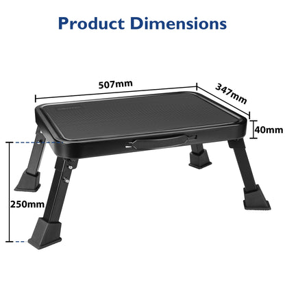 BONTEC Klapptritt, robuster Metall-Klapptritt bis 150 kg, Trittleiter mit rutschfester Plattform für Erwachsene und Kinder, ideal für Küche, Bad, Wohnmobil, Camping, Büro, Wohnzimmer