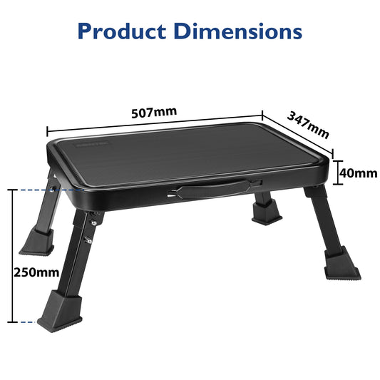 BONTEC Klapptritt, robuster Metall-Klapptritt bis 150 kg, Trittleiter mit rutschfester Plattform für Erwachsene und Kinder, ideal für Küche, Bad, Wohnmobil, Camping, Büro, Wohnzimmer