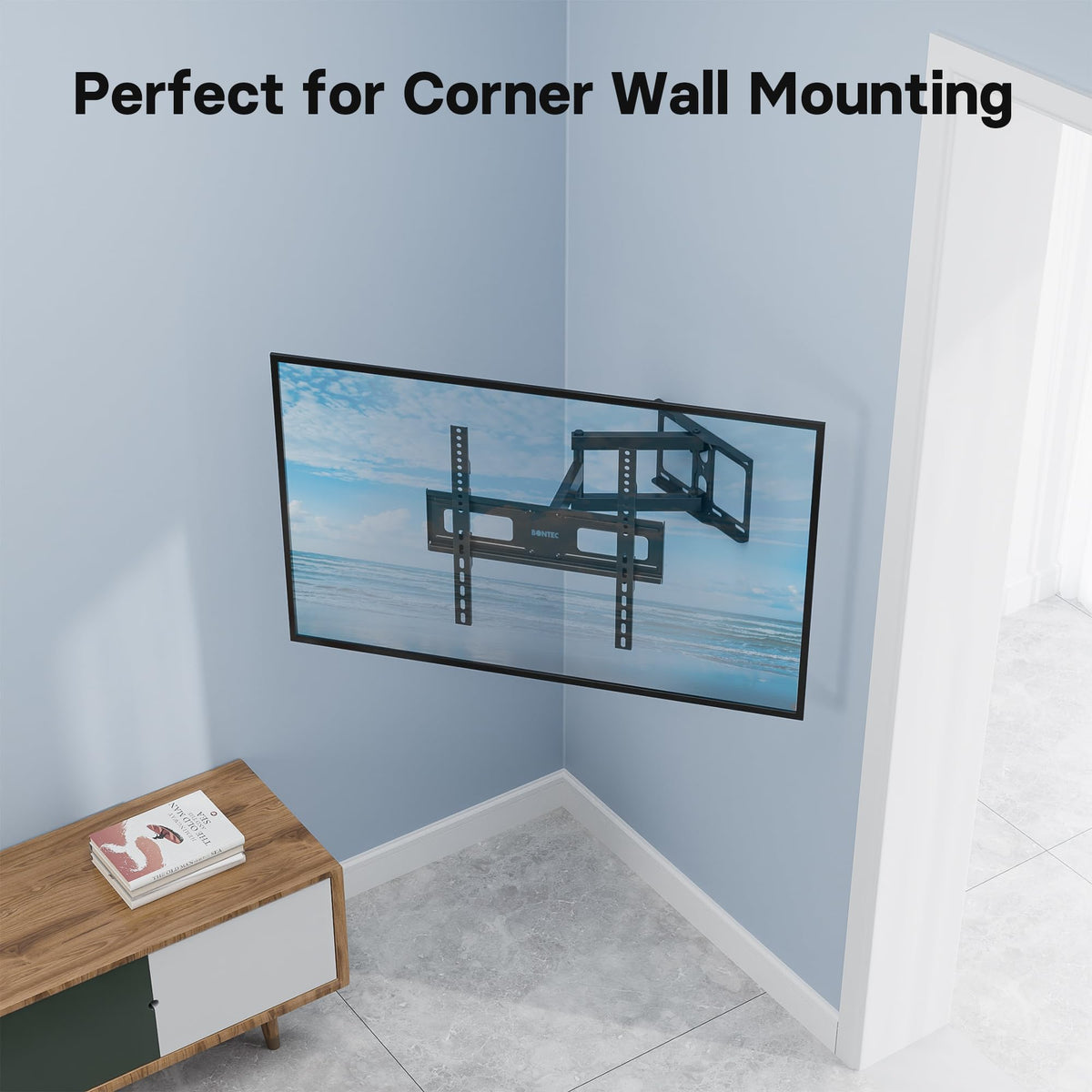 BONTEC TV-Wandhalterung für 26-60 Zoll, mit Schwenk-, Neige- und Ausziehfunktion von 80 bis 500 mm. Bewegliche TV-Wandhalterung mit einer Tragfähigkeit von 40 kg, Max. VESA 400x400, perfekt für die Eckmontage