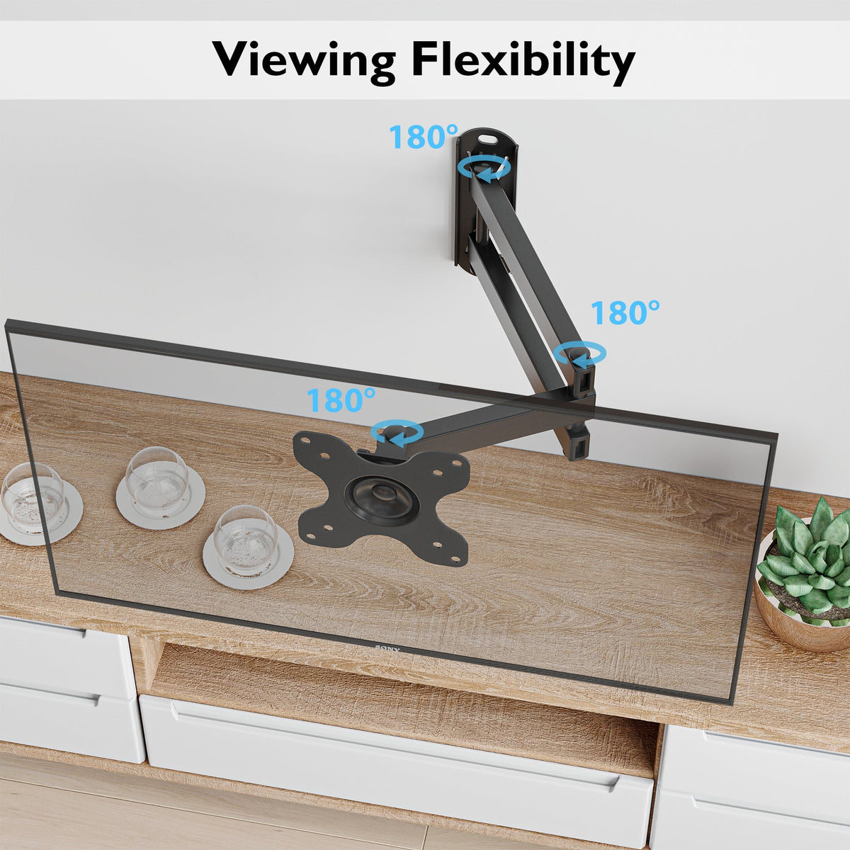 BONTEC Vollbewegliche Gelenk-TV-Wandhalterung für 13''-30'' LCD-LED-Fernseher, neigbar, schwenkbar, ausziehbar, rotierbar, VESA 75x75mm/100x100mm, hält bis zu 15kg