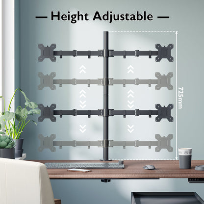 BONTEC Quad Vierfach-Schreibtischhalterung Ergonomischer LCD-Computermonitorhalter Neigung Schwenkbar Drehbar 13"-27" Bildschirm TV