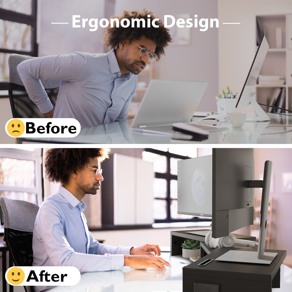 BONTEC Doppelmonitor-Ständererhöhung, verstellbare Länge und Winkel, ergonomischer Schreibtisch-Organizer mit Smartphone-Halterung, extra Stauraum und Kabelmanagement, hölzerner Monitorständer für Laptop, Drucker und Monitor