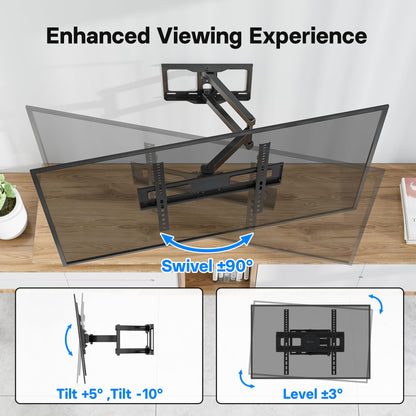 BONTEC TV-Wandhalterung für 26-60 Zoll, mit Schwenk-, Neige- und Ausziehfunktion von 80 bis 500 mm. Bewegliche TV-Wandhalterung mit einer Tragfähigkeit von 40 kg, Max. VESA 400x400, perfekt für die Eckmontage