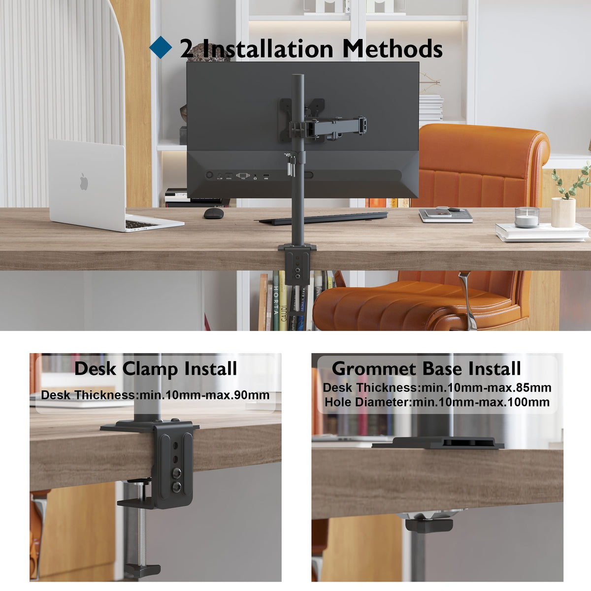 BONTEC Einzelmonitorarm-Tischhalterung für 13-32 Zoll LCD-LED-Bildschirme