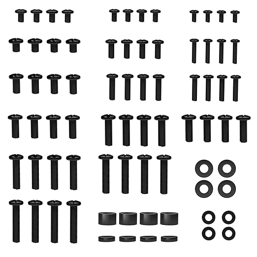 BONTEC Universal TV-Montagehardware-Kit Kompatibel mit den meisten Fernsehern bis zu 80 Zoll, inklusive M4, M5, M6 und M8 TV-Schrauben, Unterlegscheiben und Abstandshaltern, Funktioniert mit jeder TV-Wandhalterung, jedem Monitor und TV-Ständer