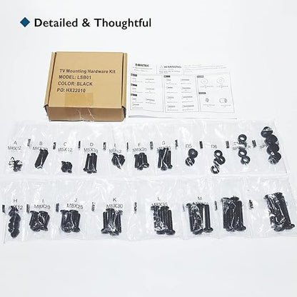 BONTEC Universal TV-Montagehardware-Kit Kompatibel mit den meisten Fernsehern bis zu 80 Zoll, inklusive M4, M5, M6 und M8 TV-Schrauben, Unterlegscheiben und Abstandshaltern, Funktioniert mit jeder TV-Wandhalterung, jedem Monitor und TV-Ständer