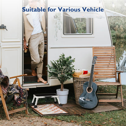 BONTEC Klapptritt, Metall-Trittleiter bis 150kg, rutschfeste Plattform für Erwachsene & Kinder, leicht & faltbar, tragbarer Tritt für Küche, Bad, Wohnmobil, Camping, Büro, Wohnzimmer, Weiß