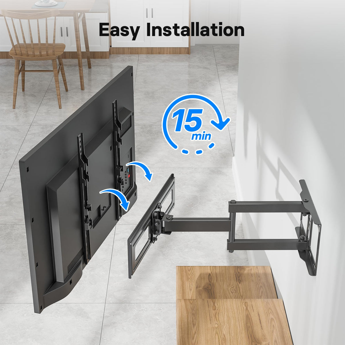 BONTEC TV-Wandhalterung für 26-60 Zoll, mit Schwenk-, Neige- und Ausziehfunktion von 80 bis 500 mm. Bewegliche TV-Wandhalterung mit einer Tragfähigkeit von 40 kg, Max. VESA 400x400, perfekt für die Eckmontage