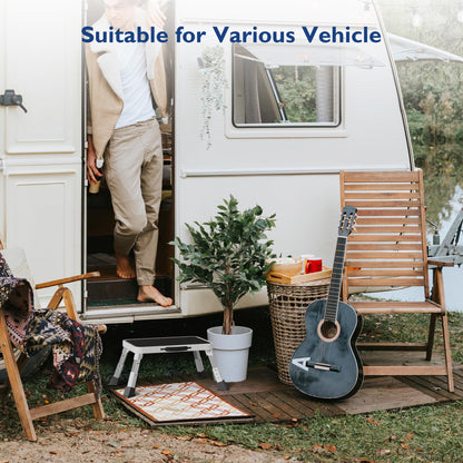 BONTEC Klappbarer Tritthocker, Metall-Trittleiter bis 150 kg, rutschfeste Plattform für Erwachsene und Kinder, leicht und faltbar, tragbarer Tritt für Küche, Bad, Wohnmobil, Camping, Büro, Wohnzimmer, Weiß