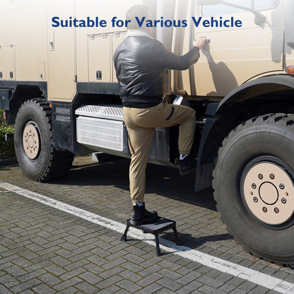 BONTEC Klapptritt, robuster Metall-Klapptritt bis 150 kg, Trittleiter mit rutschfester Plattform für Erwachsene und Kinder, ideal für Küche, Bad, Wohnmobil, Camping, Büro, Wohnzimmer