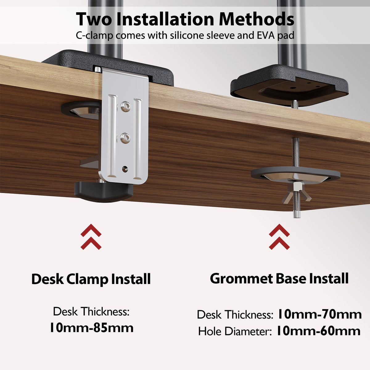 BONTEC Einzel-Monitorarm-Schreibtischhalterung für 13-32 Zoll Bildschirme, verstellbarer Gasfederarm, VESA 75/100mm, 9kg Tragkraft, Neigen, Schwenken, 360° Drehung, C-Klemme & Kabeldurchführung Optionen, Ergonomisches Design