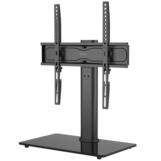 BONTEC TV Ständer mit Halterung, schwenkbar, für 26-55 Zoll LED OLED LCD Plasma Flach- und Curved-Bildschirme, höhenverstellbarer Fernsehständer mit gehärtetem Glasfuß, max. VESA 400x400mm bis 45KG