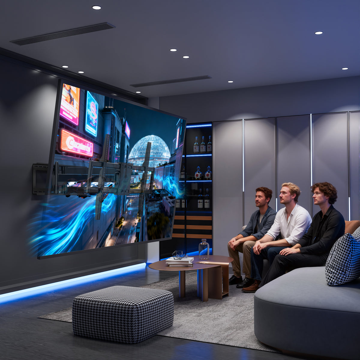 BONTEC TV-Wandhalterung für 60–110-Zoll-Fernseher, hält bis zu 125 kg, robuste Wandhalterung aus Stahl, ausziehbar bis 1016 mm, max. VESA 800x600 mm, schwenk- und neigbare Wandhalterung mit Doppelarmen, voll bewegliches Design