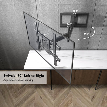 BONTEC TV-Wandhalterung, universal für 32-70 Zoll Fernseher, extra langer Schwenkarm 850mm, neigbar, schwenkbar, drehbar, volle Bewegungsfreiheit, VESA max. 400x400mm, 60kg Tragkraft