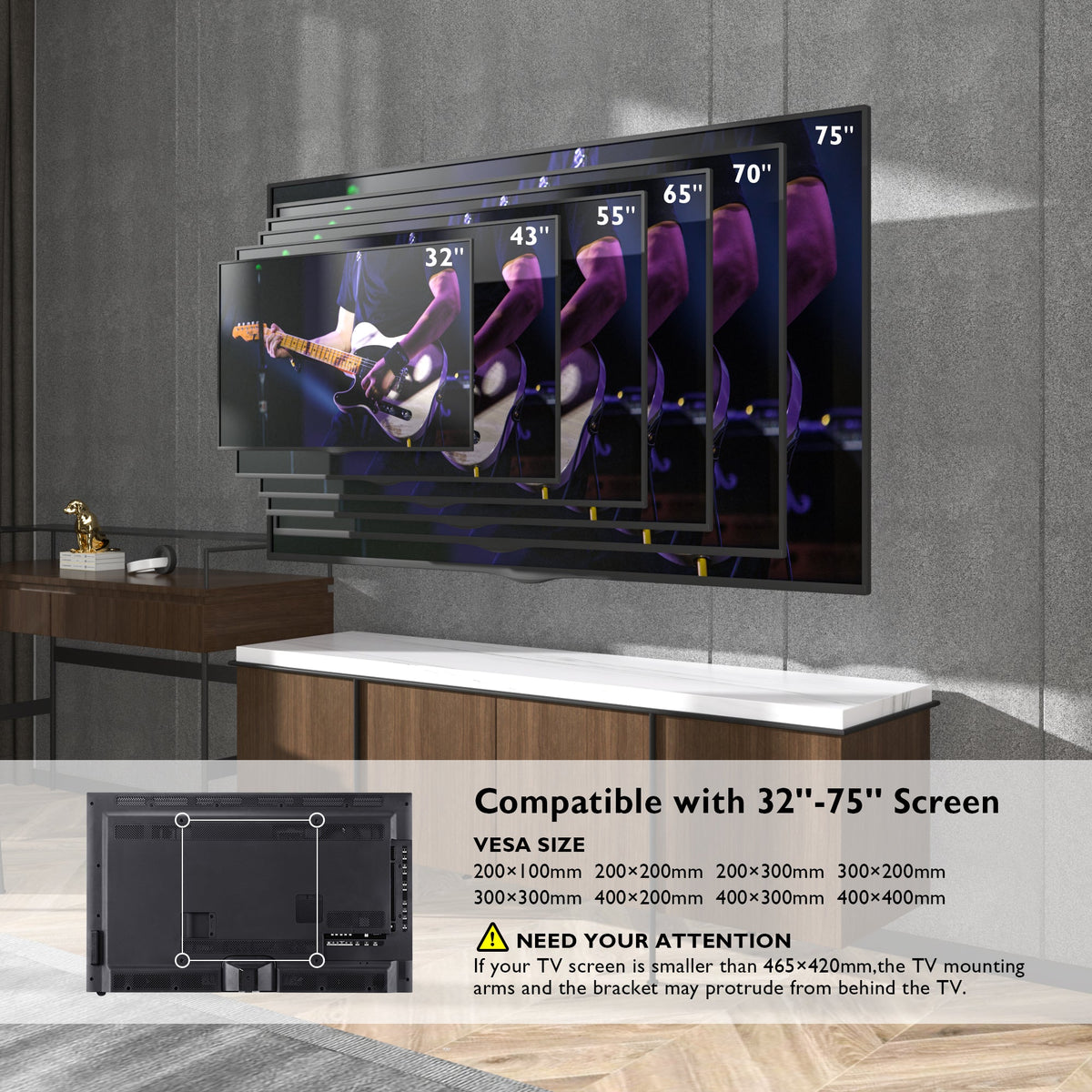 BONTEC TV-Wandhalterung, universal für 32-70 Zoll Fernseher, extra langer Schwenkarm 850mm, neigbar, schwenkbar, drehbar, volle Bewegungsfreiheit, VESA max. 400x400mm, 60kg Tragkraft